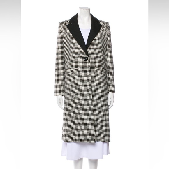 Alice + Olivia Sienna Houndstooth Coat Blazer Jacket Black White Wool Look S - Picture 3 of 10